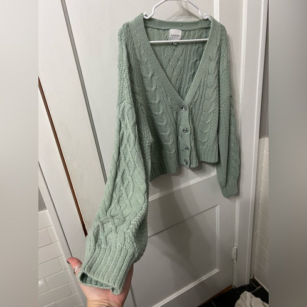 Cable mint Green Sweater - Picture 2 of 5